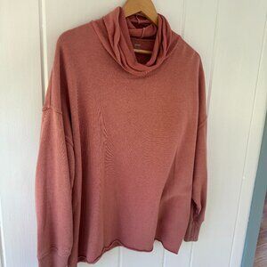 Aerie Women’s Slouch Neck Turtleneck Sweatshirt-Size L-Pink